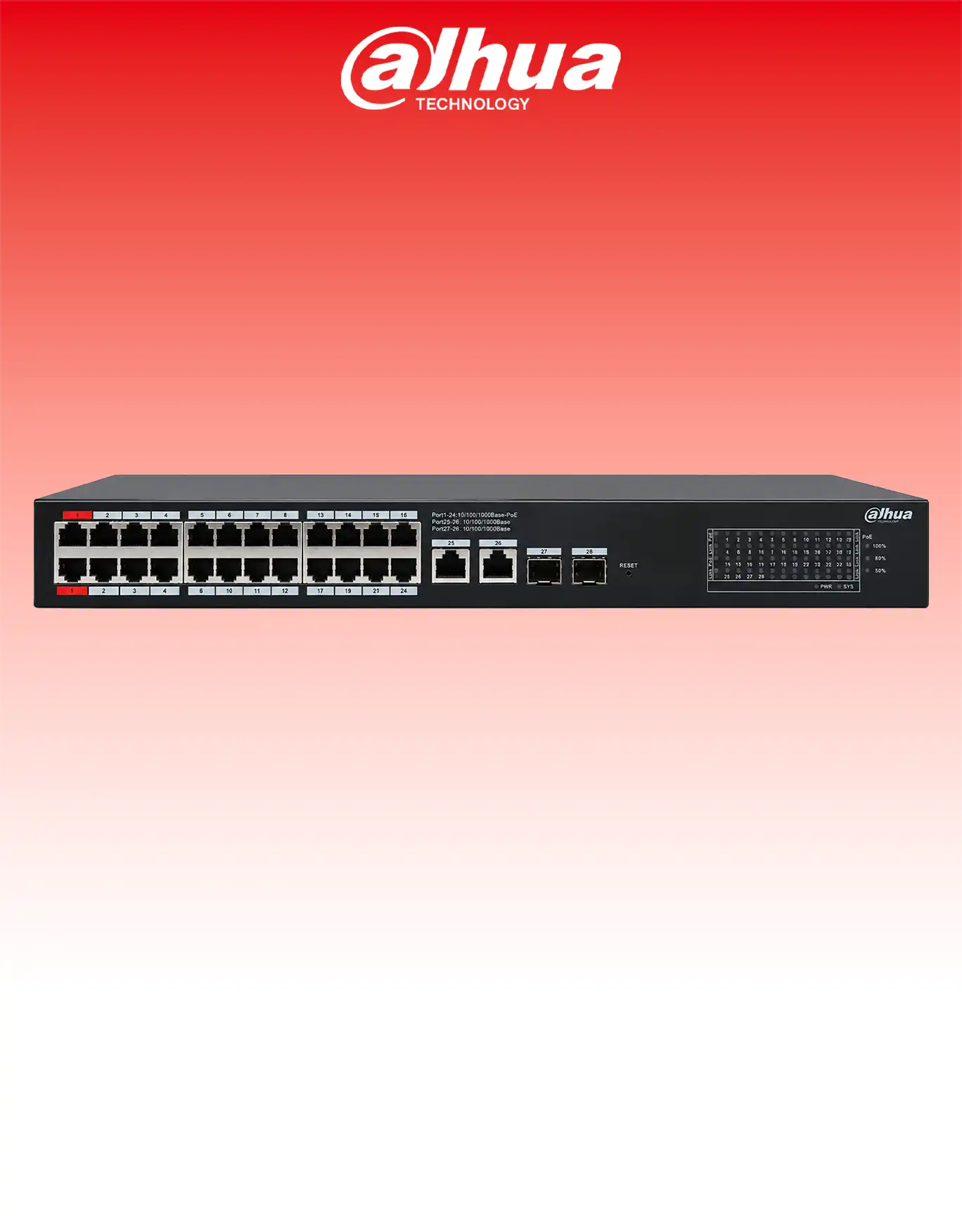 سوئیچ داهوا 26 پورت مدل MANAGE 24POE+2 SFP