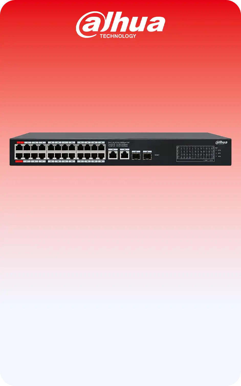 سوئیچ داهوا 26 پورت مدل MANAGE 24POE+2 SFP